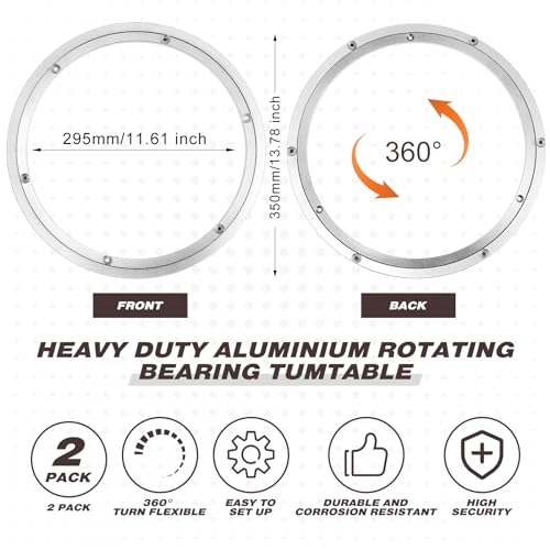 Image of JaGely 2 Pack 14 Inch Lazy Susan Hardware Aluminum Alloy Turntable Rotating Hardware Heavy Duty Lazy Susan Bearing Ring Mechanism for Kitchen Dinning Table