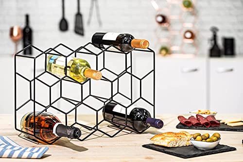 Image of Countertop Wine Rack 14 Bottle Freestanding Modern Metal Wine Rack 3 Tier Tabletop Wine Holder Stand for Cabinet Pantry Wine Bottle Storage No Assembly Required (Black)