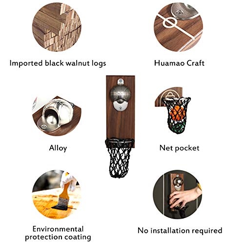 Cokritsm Magneet wandmontage flessenopener met Cap Collector Catcher basketbal bieropener cadeau voor bierliefhebbers als Kitchen Yard Bar Decoratie - Image 4