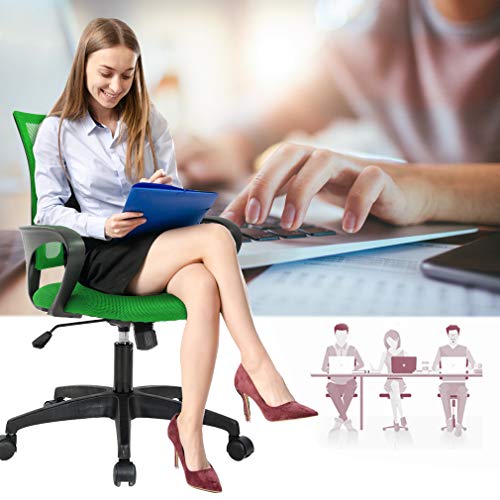 Home Office Chair Ergonomic Desk Chair Mesh Computer Chair With Lumbar Support Armrest Adjustable Rolling Swivel Chair For Women Adults, Green #TOP1