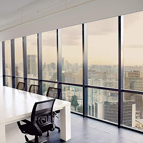Image of WPCTEV One Way Window Privacy Film, Mirror Tint, Brown, 17.5In x 6.5Ft | Heat Control & Sun UV Blocking, No Glue Reusable, Daytime Privacy See Out Not In, Reflective Static Cling for Home Office