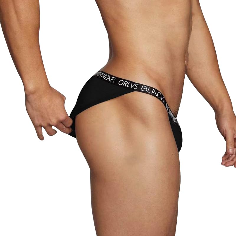 Men's Sexy Underwear bulge Low Waist Brief Soft Breathable Bikini Underpants (US, Alpha, X-Large, Regular, Regular, black)2