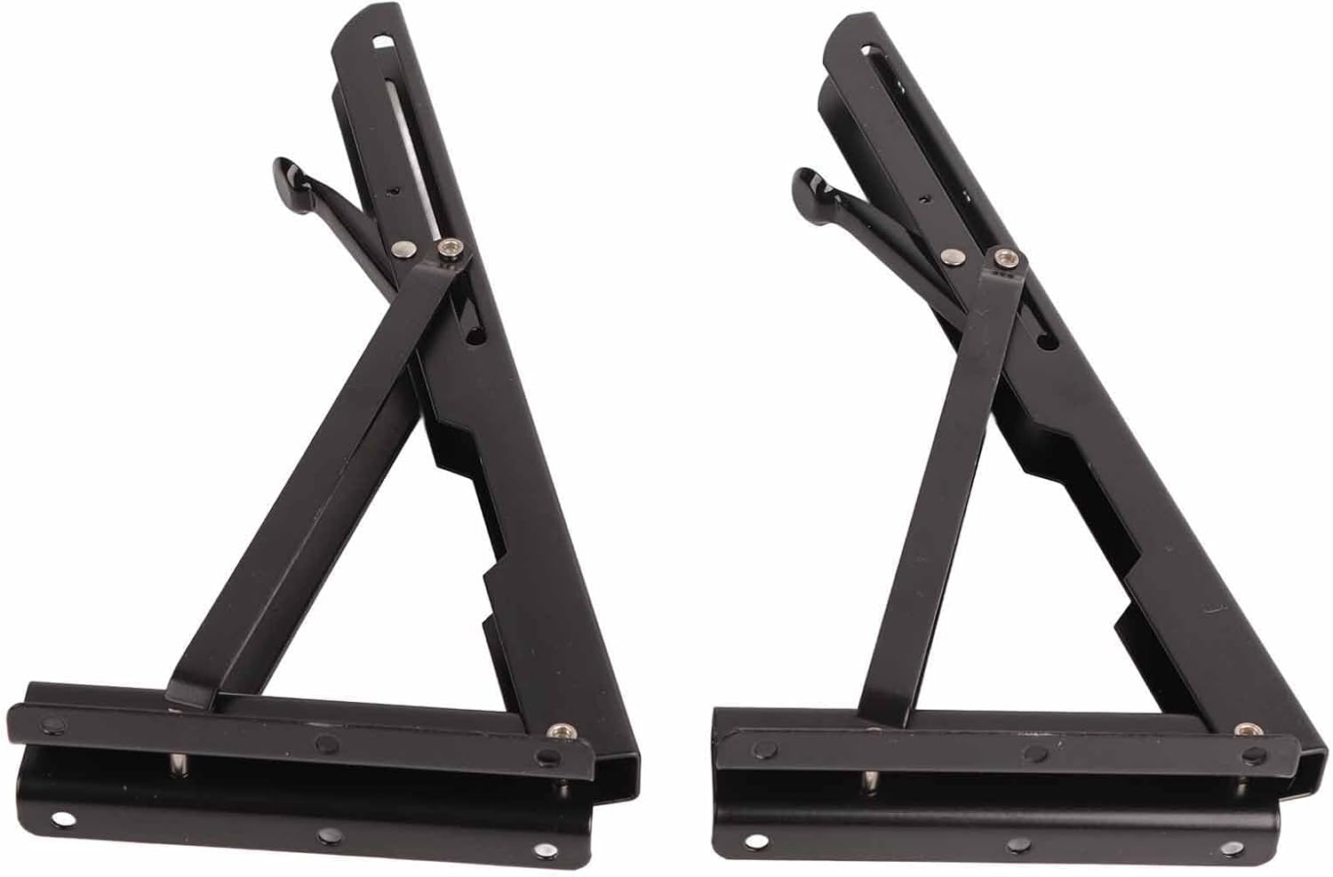 2PCS Metal Folding Shelf Bracket with Strong Support, Easy Storage, Stable Structure Iron Wall Mounted Collapsible Triangular Stand for Table Work