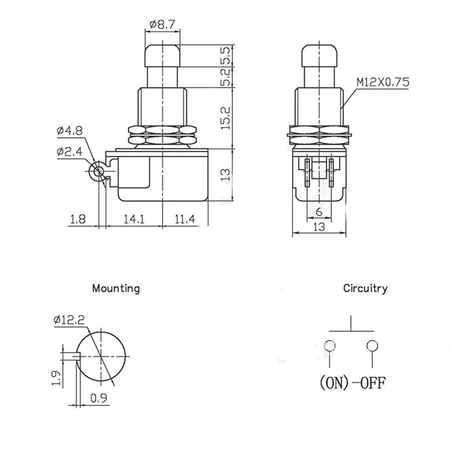 SPST Momentary Soft Touch Push Button Stomp Foot Pedal Switch 1Pcs
