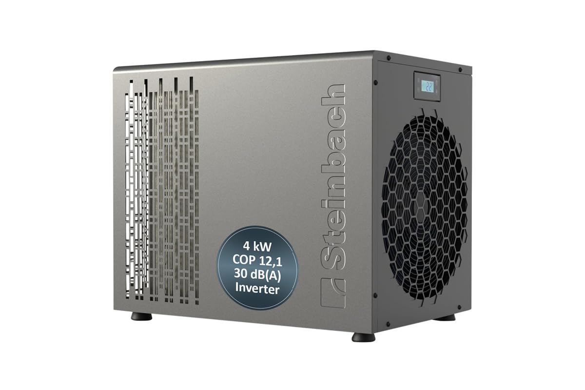 STEINBACH Wärmepumpe Silent Mini – 049310 – Inverter Wärmepumpe für Pools bis 20.000 l – Heizleistung 4.000 W, Besonders leiser Betrieb und effizient Dank Inverter-Technologie, Kabelgebunden
