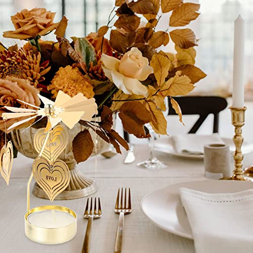 Balacoo Love Heart Spinning Candle Holder Rotating Candlestick Rotary Votive Tealight Candle Holder Candle Spinner Valentines Day Wedding Table Centerpiece #TOP6