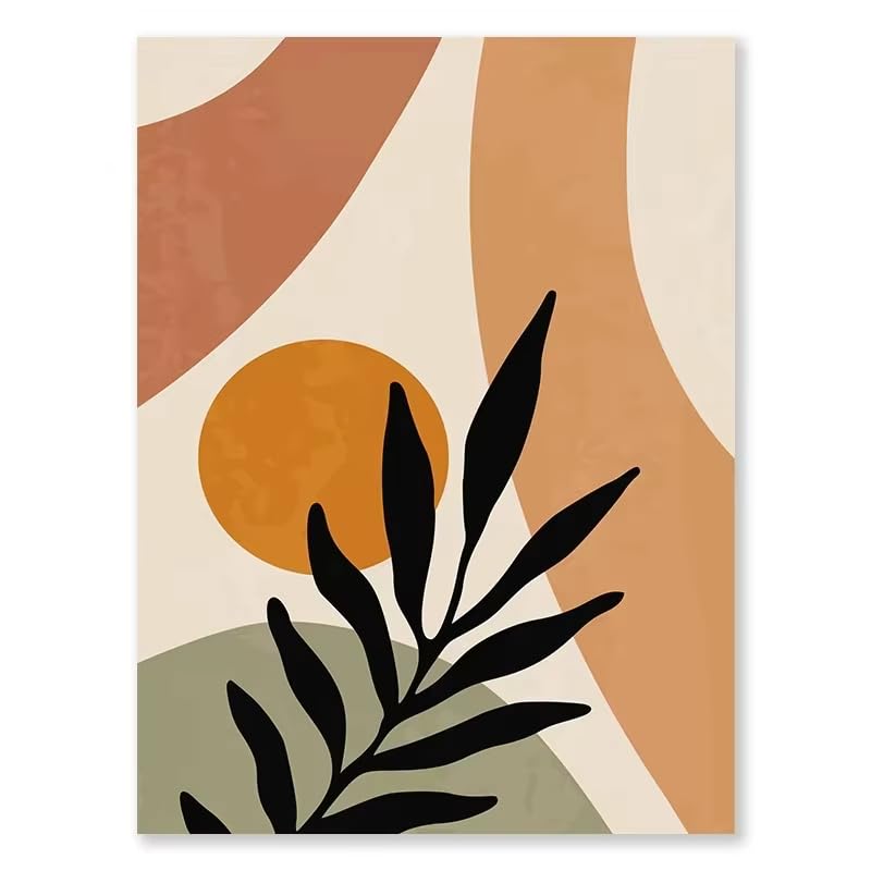 DFZEWKI Tableau abstrait bohème beige et vert terracotta, style nordique, sur toile, motif feuilles, bloc, affiche pour chambre (70 x 90 cm (26 x 35 po) x 3)