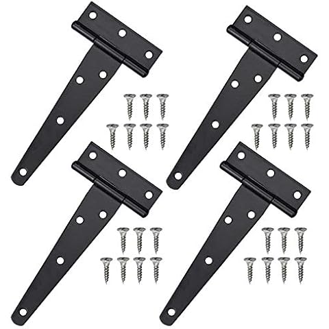 4 piezas Bisagra en T Negra, 5 Pulgadas Cover