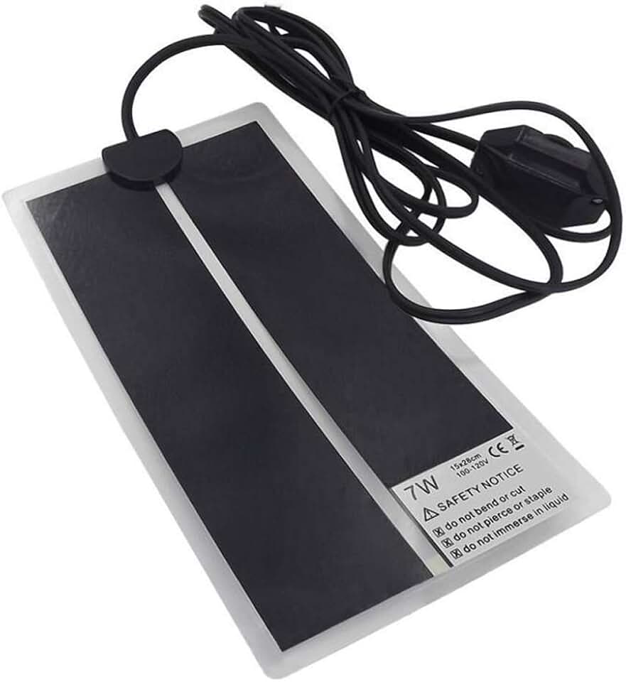 Almofada de aquecimento para répteis com ajuste de temperatura, tapete de calor 110V 7W para répteis, cobras, lagarto, lagartixa, caranguejo eremita tartaruga, almofada de aquecimento sob o tanque (7W(11 polegadas)