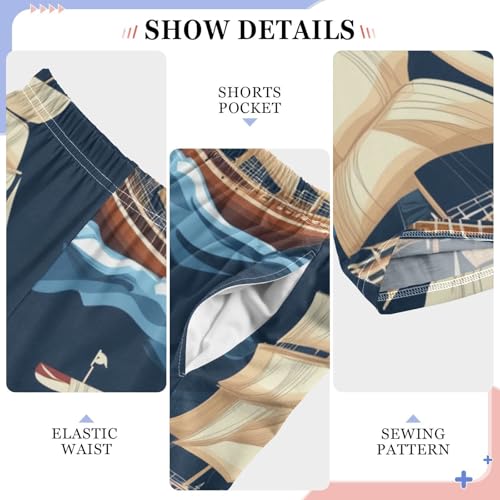 Marine Ships Wave Boys Long Pants Soft Trousers Elastic Waist Kids Lounge Bottoms with Pockets S-XL4