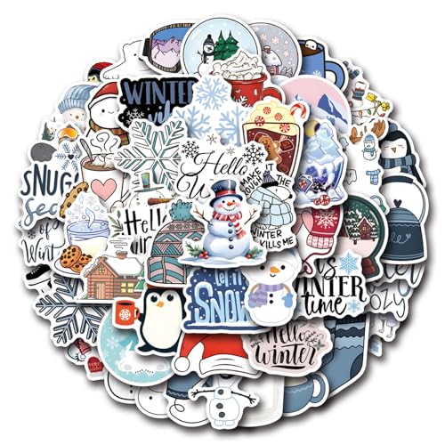 60PCS Winter-Themed Stickers for Kids Waterproof Vinyl Winter Stickers for Decorating Laptops Water Bottles Notebooks Christmas Party Gifts for Kids Teens and Adults