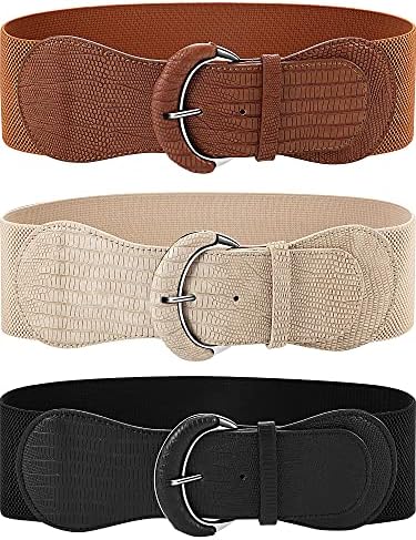 SATINIOR 3 Pieces Women Wide Belt for Dresses Women Dress Belt Stretchy Cinch Belt Leather Elastic Belt for Ladies Dress Decoration