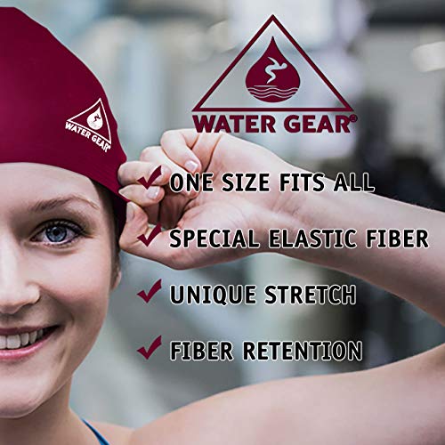 Water Gear Latex Adult Swim Cap - Durable and Flexible Unisex Non-Waterproof - Great for Short and Long Hair - Improve Your Performance - Triathlon Swimmers and Athletes - Thumbnail 4
