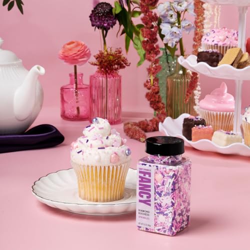 Image of Fancy Sprinkles Diamond Duchess Sprinkles | Bow, Rose, Pearl & Diamond Shaped Candy | Pink, Purple & White | Cake, Cupcake & Cookie Decorating | Bridal & Birthday | 1 Pack (0.5c)