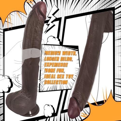 11″ Skin-like Feel Realistic Long Black Dildo, Soft Big Anal Dildos Sex Toy - Image 3