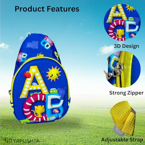 Image of Kids Small Cartoon Design Sling Crossbody Shoulder Bag for Boys & Girls, School Travel & Casual Backpack with Adjustable Strap for Children & Toddlers