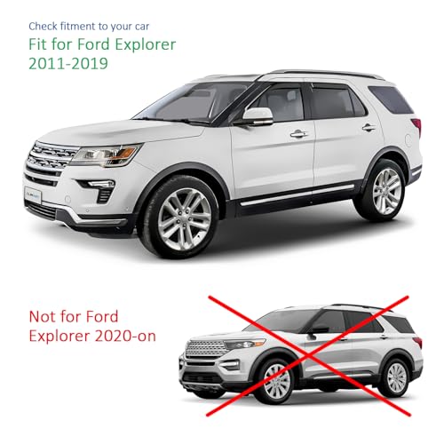 Image of CLIM ART in-Channel Incredibly Durable Rain Guards for Ford Explorer 2011-2019, Original Window Deflectors, Vent Deflector, Vent Window Visors, Dark Smoke Car Accessories, 4pcs -611150