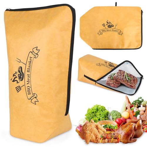 BBQ Blanket for Resting Meat, Smoker Meat Resting Blanket, Reusable Smoker Grilling Meat Insulated Resting Bag with Wide Mouth for Large Brisket Beef Pork Shoulders Turkeys