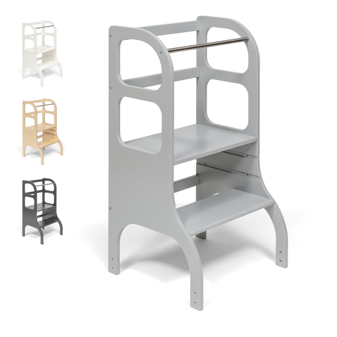 Tour d'apprentissage Montessori réglable Ette Tete Step UP gris - Meuble enfant