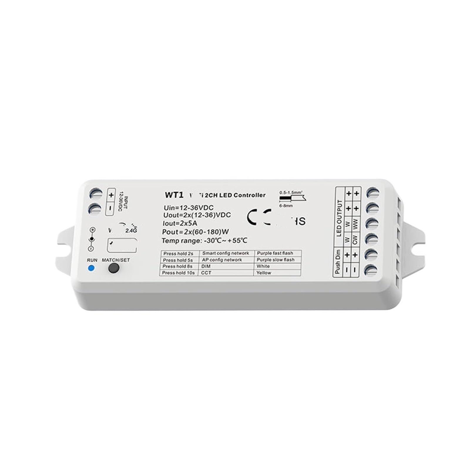 Variateur Intelligent LED WT1 2 canaux pour l'éclairage de votre salon moderne