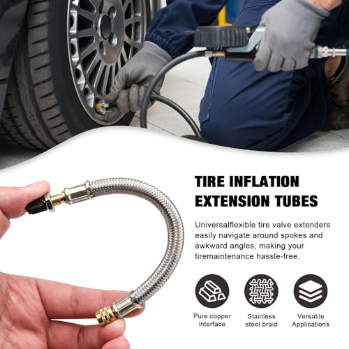 Image of 100mm 210mm 350mm Universal Flexible Tire Valve Extension, Flexible Tire Valve Stem Extension, Stainless Steel Valve Stem Extenders, Flexible Valve Stem Extenders, Flexible Tyre Valve Stem Extension