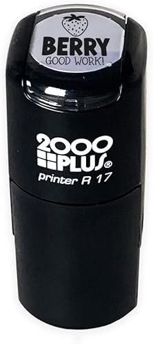 Berry Good Work - Sello de trabajo  2000 Plus autoentintado para profesor, fresa y fruta, sello temático de alimentos  916 pulgadas redondo pequeño