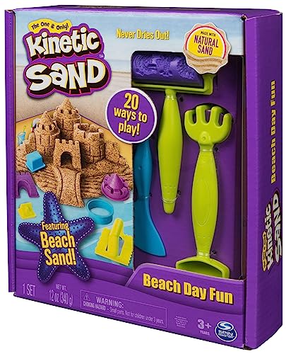 Kinetic Sand Strandspaß Set - mit 340 g magischem Sand aus Schweden und Zubehör für sauberes, kreatives Indoor-Sandspiel, für Kinder ab 3 Jahren
