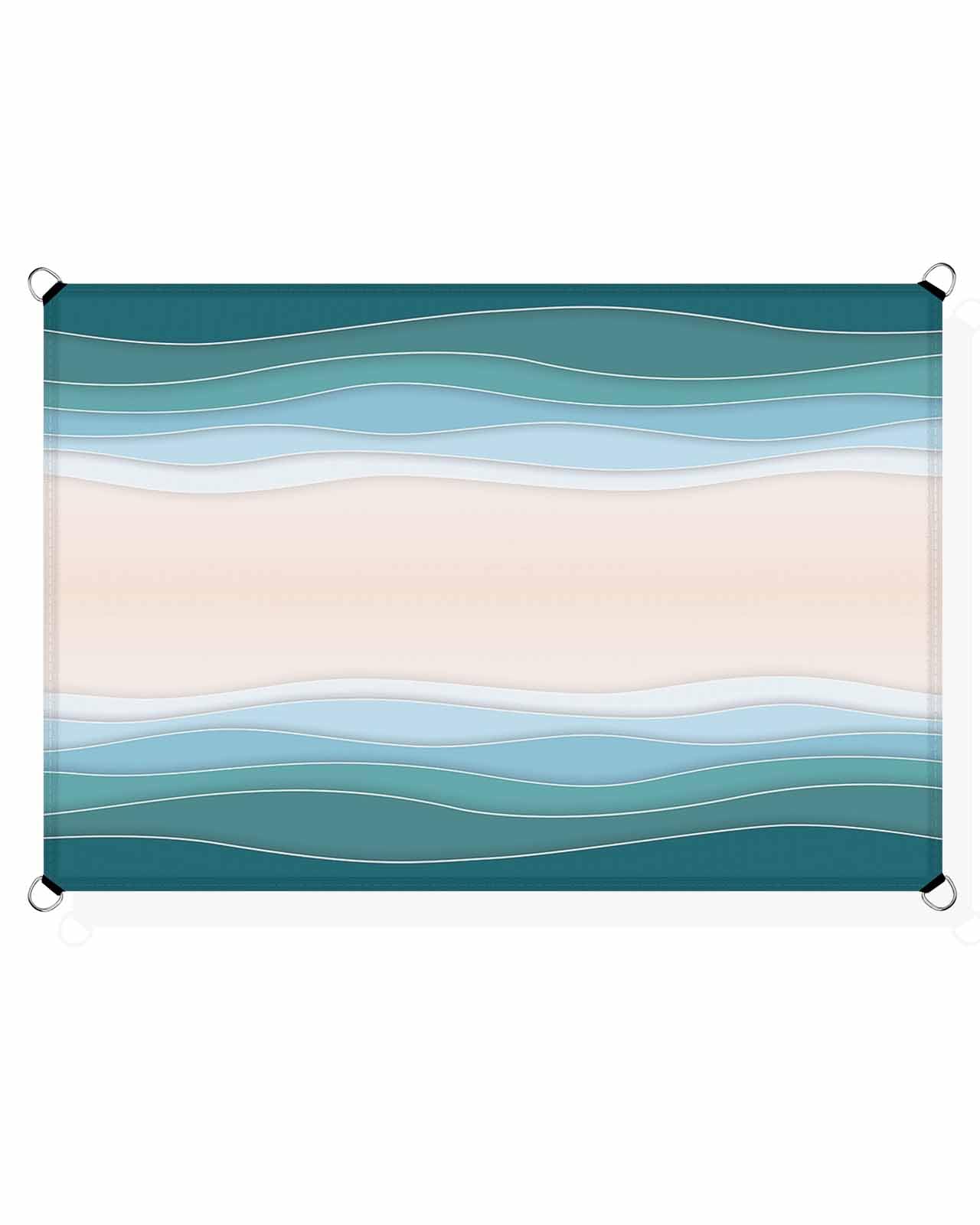 Boanket Sun Shade Sail 8' x 10', Teal Blue Ombre Rectangular Waterproof Outdoor Sun Shades, Modern Abstract Art Aesthetics Shade Cloth for Patio Deck Terrace Garden Lawns Beach Backyard