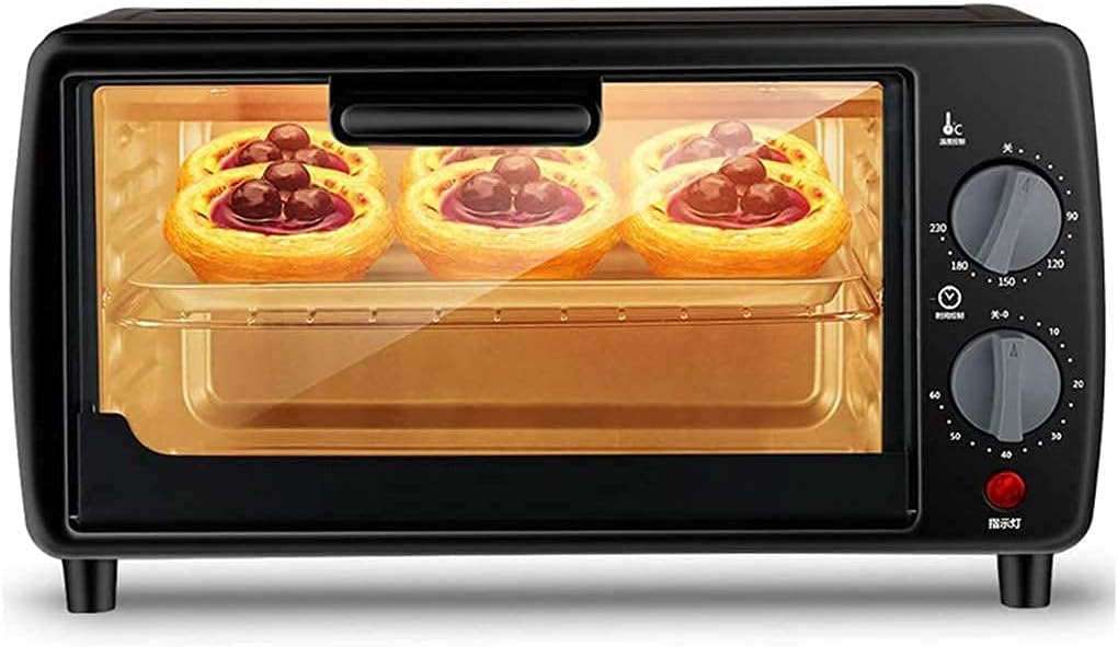 Mini Oven 9L,Adjustable Temperature 0-230 ℃ and 60 Minute Timer,3-Layer Household Baking Electric Oven Full Automatic Convection Countertop Toaster Oven (Black) () Aesthetic and l (Black