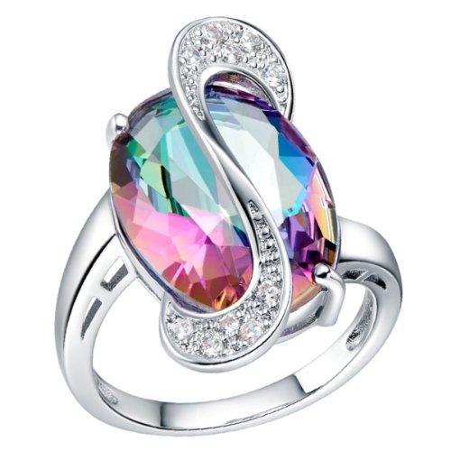 Four Pieces "Sound Of Music" Platinum-Plated Jewelry Set With Imported Crystal Elements - Ring Size 7 #TOP2