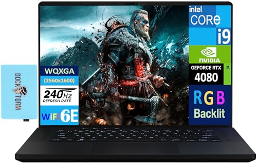 ASUS 2026 ROG Zephyrus M16 Gaming Laptop 16.0' 240 Hz WQXGA Display (Intel i9-13900H, GeForce RTX 4080 12GB, 64GB DDR5, 4TB SSD, RGB KYB, TB 4, WiFi 6E, BT 5.3, Win11Pro) w/DKZ USB Port Expander