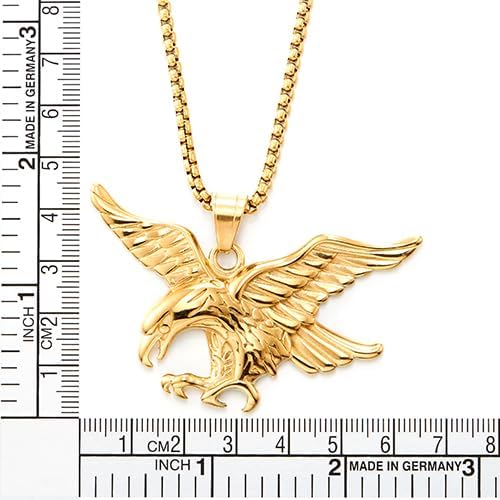 COOLSTEELANDBEYOND Men’s Gold Eagle Pendant Necklace, Stainless Steel Flying Hawk Bird Design, Statement Chain Jewelry - Image 4