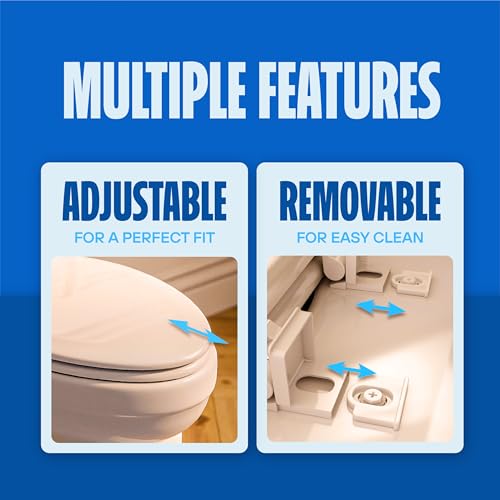 HIGHCRAFT Premium Round Toilet Seat with Adjustable Hinges & Quick Removal Mechanism - Molded Wood Toilet Seat - Fits Standard Round Toilets - Round Seat in Bone/Beige