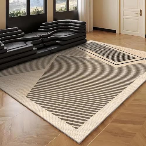 Tapis géométriques pour salon flanelle douce marron chic