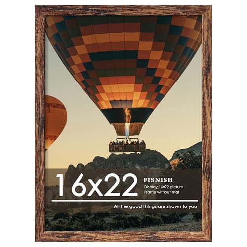 Fisnish 16x22 Picture Frame Classic Brown 16 x 22 Poster Frame for Horizontal or Vertical Wall Mounting 1 Pack