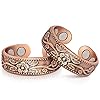 Magnetic Copper Rings for Women Magnetic Rings 3500 Gauss Magnetic Lymph Detox Magnetic Ring-100% Solid Pure Copper Jewelry Gift (2PCS)