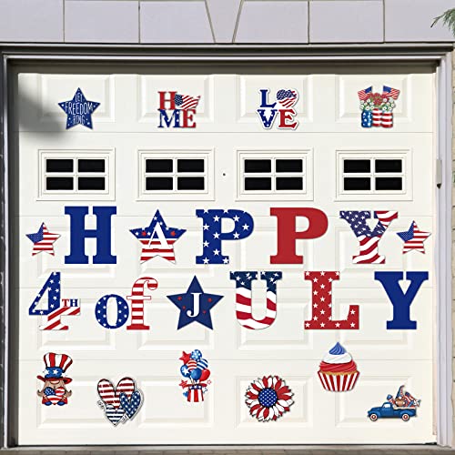 Kanayu 23 Pcs Patriotic Garage Door Decoration 4Th July Refrigerator Car Magnets Sticker Magnetic Memorial Day Decorations Usa Flag Holiday Magnets Decorative American Flag Magnets For Trucks Fridges #TOP27