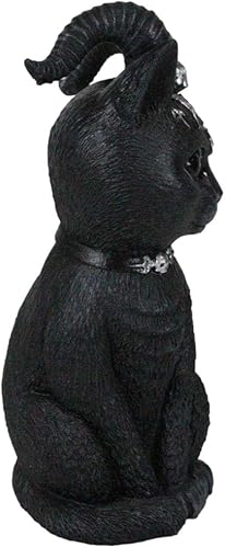 Miniatura 5 de Ebros Gift Gárgola Gárgola Gárgola gótica Baphomet con cuernos de cabra sabático, triple luna, pentagrama, cráneo, tatuaje, frente y cuello, 4.25