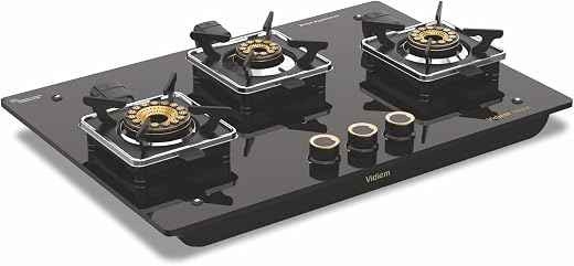 Vidiem Vogue 3-Burner Gas Cooktop/Hob | World's First Fully Removable Burner Assembly | 10Mm Toughened Glass | Hexa Flame ...