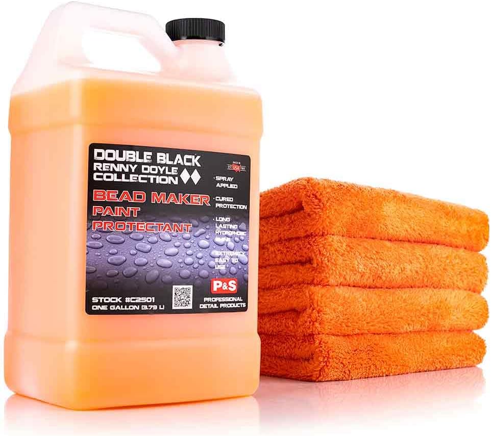 P & S PROFESSIONAL DETAIL PRODUCTSBead Maker with 4 Eagle Edgeless Microfiber Towels by The Rag Company - Paint Protectant & Sealant, Long Lasting Gloss Enhancement, Hydrophobic Finish (1 Gallon)