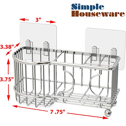Simplehouseware 6 Slots Toothbrush Holder Adhesive Wall Organizer, Chrome #TOP2