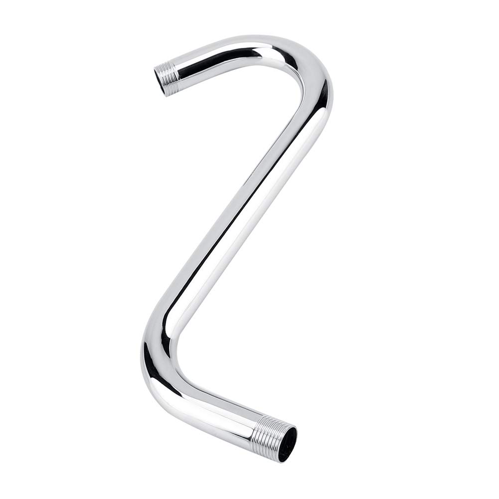 Oumefar Brazo de Ducha con Cuello de Cisne Curvado en S, Brazo de Ducha Duradero de 8 Pulgadas 201 de Acero Inoxidable para Cabezales de Ducha fijos, Accesorio de baño