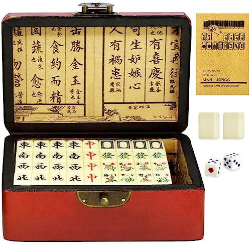 Set chino Mahjong fengshuisale 144 piezas con caja de cuero miniatura 3