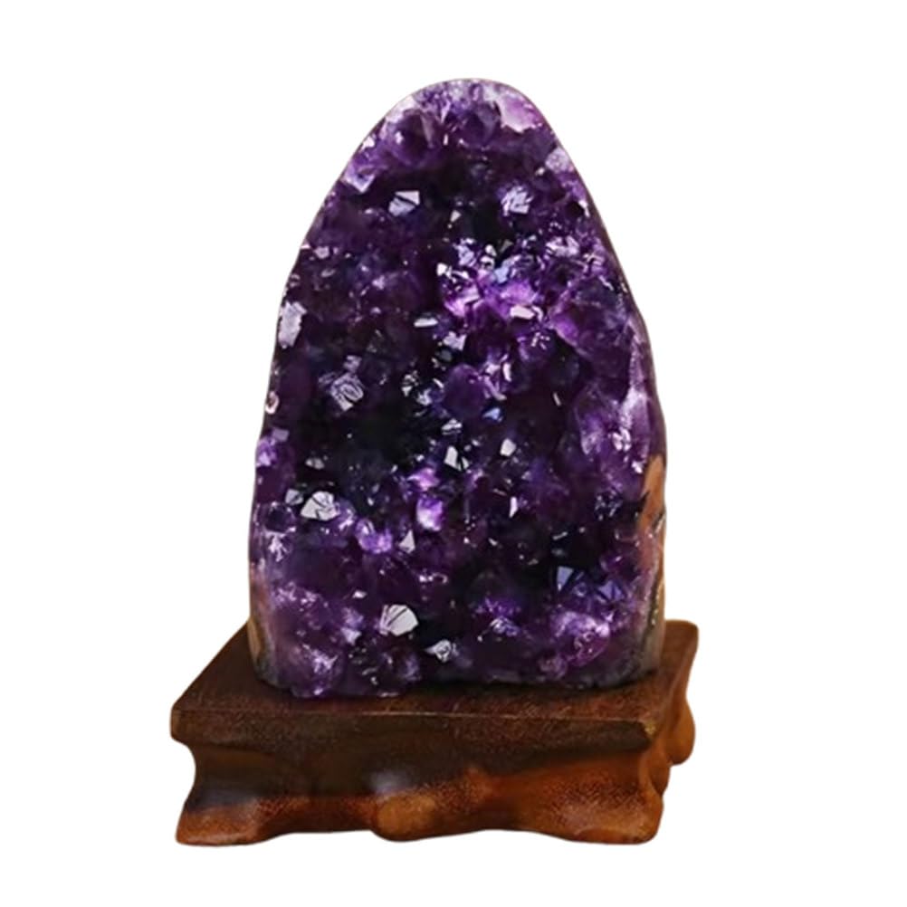 QWZTAEOZA Amethyst Geode Clusters Quartz Crystal with Base for Wealth, Feng Shui, Home Office Decor, and,200g