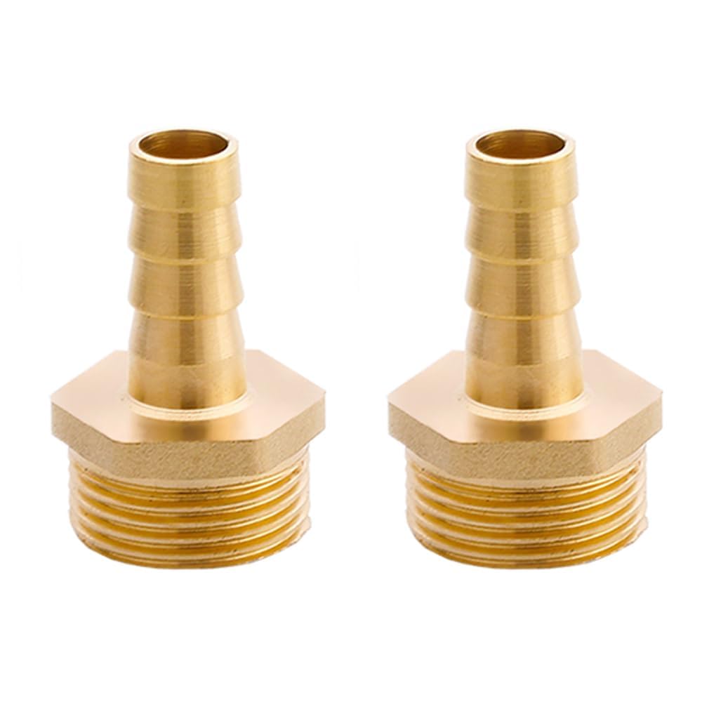 TopHomer 2 Pcs Brass Hose Connector, G3/4 Male Thread to 12mm Barb Hose Coupler Pagoda Joint Quick Connect Gas Pipe Adapter for Home Garden