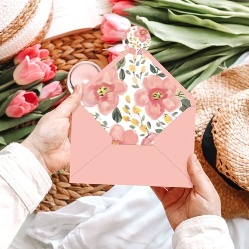 FYSUIMU 60 peças de envelopes de convite floral, porta-cartões de felicitações de flores em aquarela