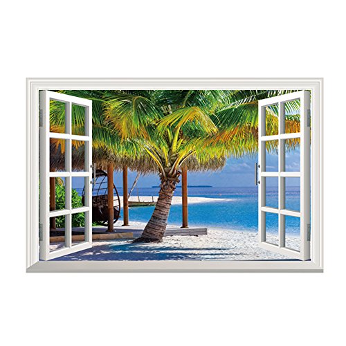 WOCACHI Wall Stickers Decals Scenery Outside The Window Wall Decal Home Sticker Mural Home Decor Decal Art Mural Wallpaper Peel & Stick Removable Room Decoration Nursery Decor