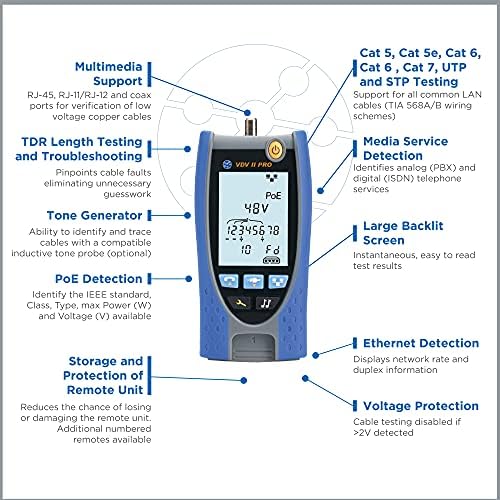 TREND Networks | R158003 | VDV II PRO | Voice, Data and Video Cable Verifier | Copper Cable Tester | Advanced Wiremap & Troubleshooting Tool
