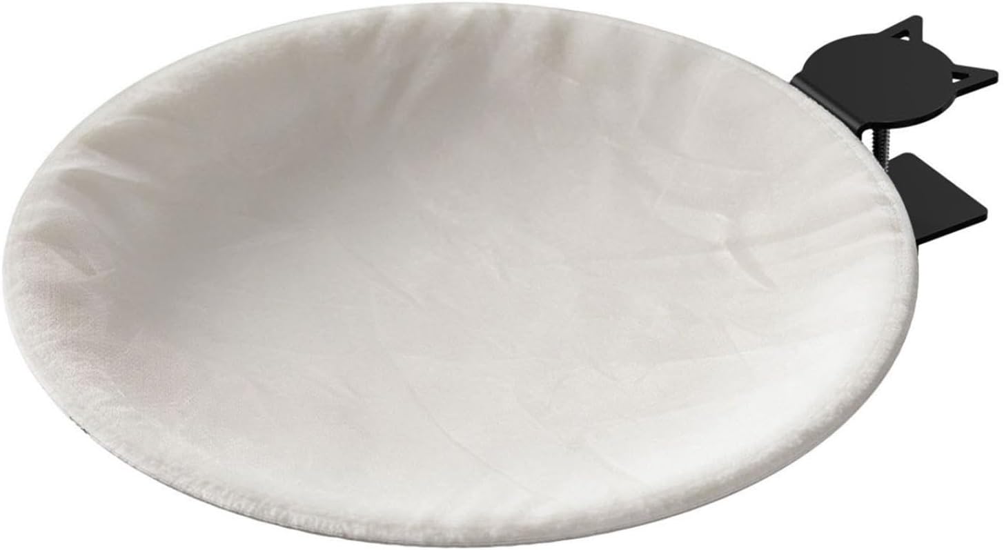 Adjustable Cat Desk Bed, Cats Hammock with Steel Clamp, Removable Faux Rabbit Plush Cover, Washable Hanging Cat Bed for Office Desks and Game Tables (White)