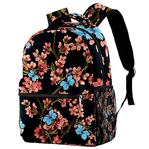 Sac à dos décontracté jaune motif papillon pour le collège